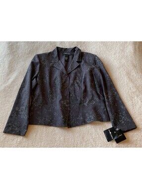 VTG NEW Sag Harbor Charcoal FLORAL Blazer Jacket Women's 18 NWT 80s 90s Dress